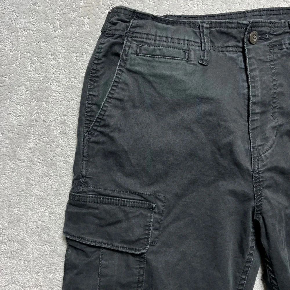 American Eagle Slim Lived-In Cargo Pants Mens 33x32 Black Faded Cotton Flex - Picture 3 of 14